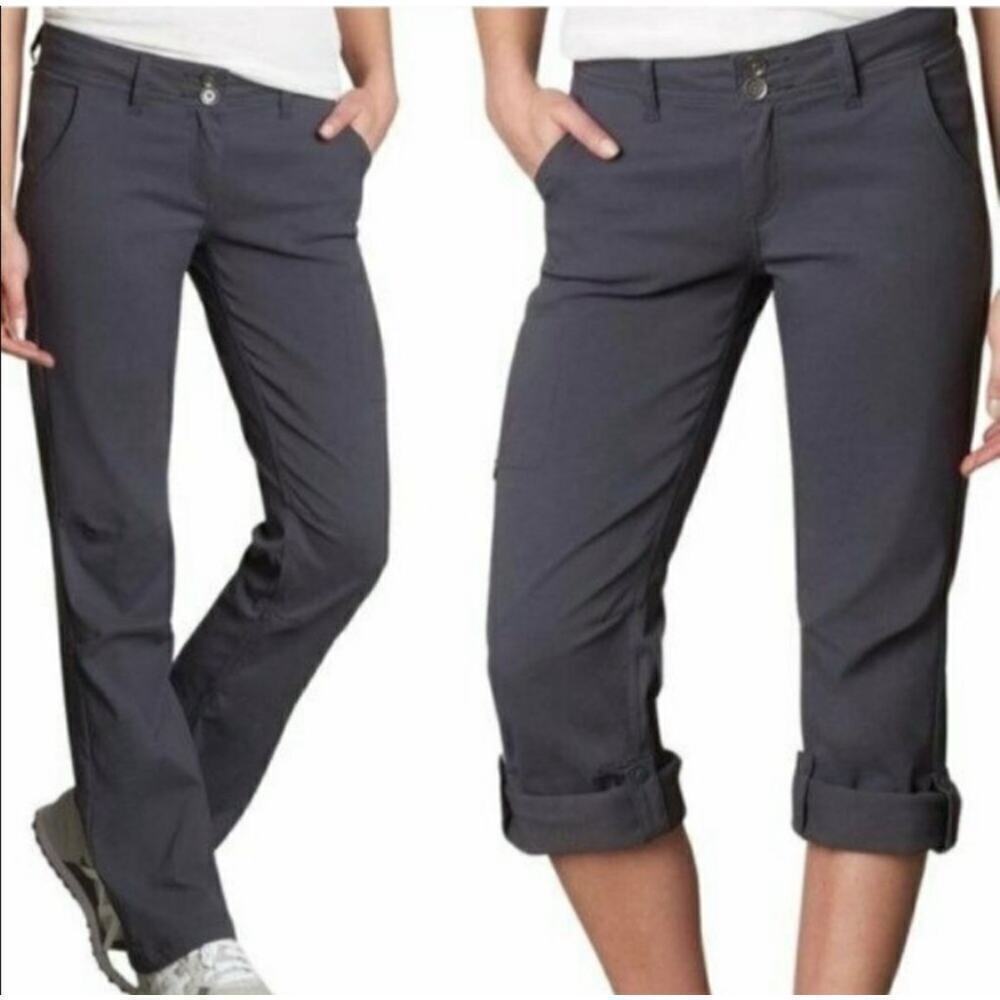 PrAna Women's 8 Halle Convertible Nylon Stretch Charcoal Gray Hiking Pants
